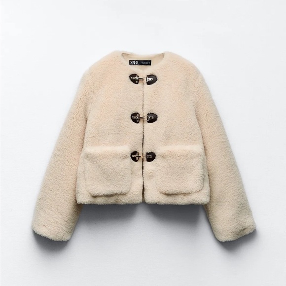 Zara Jackets & Coats Zara Faux Shearling Jacket With Lobster Clasps Poshmark